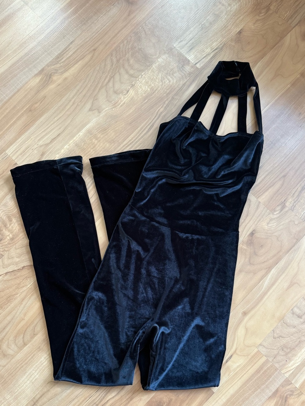 Black Velvet Halter-Style Jumpsuit